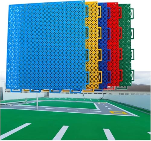 alfombras de piso, Suelo modular entrelazado resistente a la intemperie, fácil de instalar, revestimiento de cemento for pastizales (16 unidades)(Green)