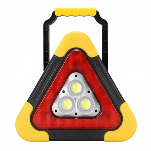 AURIVEE Triangolo di Emergenza per Auto XL 27cm – 1500 Lumen, LED COB+36 LED, Ricaricabile Solare/USB, 3 modalità, IP65 Impermeabile, per Avviso Guasto, Sicurezza Stradale