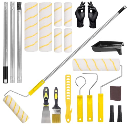 Huwaovi 21 Piezas Kit Rodillo Pintura Pared, Minirodillo Pintura, Mini Rodillo con Pintura Antigoteo, Set Completo con Cubeta, Brochas y Accesorios para Pintar Renovar Paredes Techos Decoración Hogar