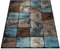 Paco Home Designer Teppich Wohnzimmer Ausgefallene Farbkombination Karo Türkis Braun Creme, Grösse:160x220 cm