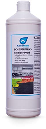 KaiserRein Profi Scheuermilch 1L Edelstahl-Reiniger I Scheuermittel Reinigungsmilch mit natürlichen Schleifmitteln und Fettlösern Geeignet für Edelstahl, Emaille, Keramik, Plastik.