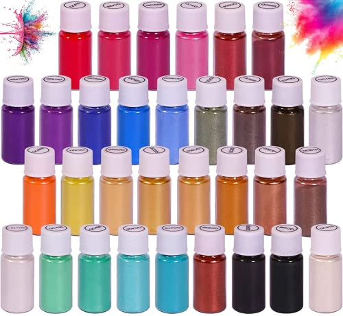 DEWEL Mica Powder for Resin, 32 Colours Shimmer Pigment 5g Each