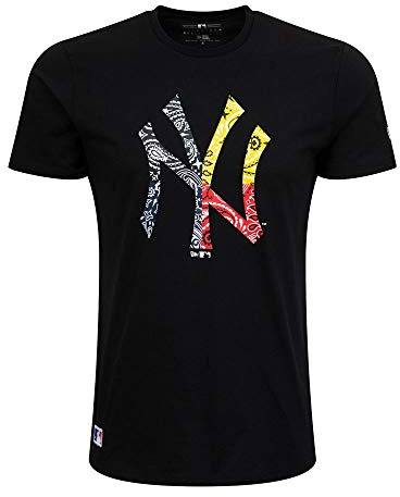 New Era MLB Paisley Print Multi tee Neyyan Camiseta de Manga Corta, Hombre, Black, M