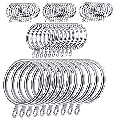 Anillos de Cortina 50 Piezas Anillos Colgantes de Plata para Cortinas y Varillas Metal Anillas Colgantes de 30 mm de diámetro Interno