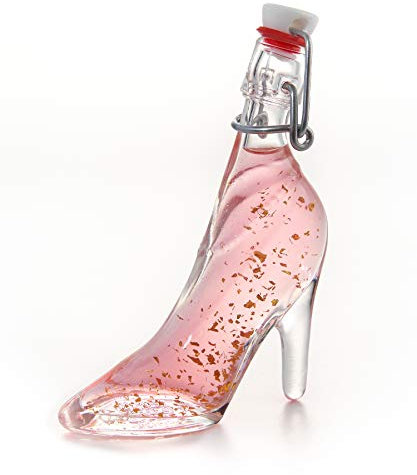 IL GUSTO Pink Gin in Stilettos Shoe with 22 Carat Gold – Lady Shoe Shaped Bottle 40ml – Premium Pink Turkish Delight Gin Liqueur 18% – Luxury Gold Flake Gift for Her