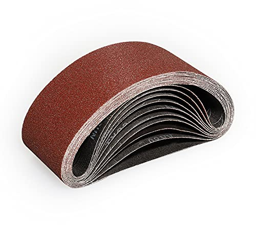 Sruhrak Nastri Abrasivi 75 x 533 mm - Grane 80 Carta Abrasiva per Levigatrice a Nastro, per Levigare,Limare,Affilare e Rimuovere Metallo/Legno (10 Pezzi)