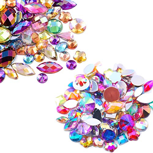 Hazrcvr 700 Pezzi Strass Varie Dimensioni e Colori Strass Colorati Brillantini per Decorazioni Strass di Acrilico Piatto Strass di Colore Misto Gemma di Cristallo per Decorazione Artigianale