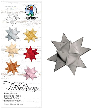 Ursus 3200081 Paper Strips for Froebel Stars 1.0 x 50 cm Medium Grey Coloured Drawing Paper 100 Strips for Approximately 25 Stars Craft Classic for Christmas