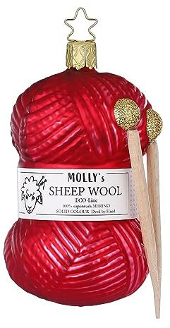 Christbaumschmuck Glas Strickgarn 11cm mit Stricknadeln Weihnachtskugeln Weihnachtsbaumkugeln rot