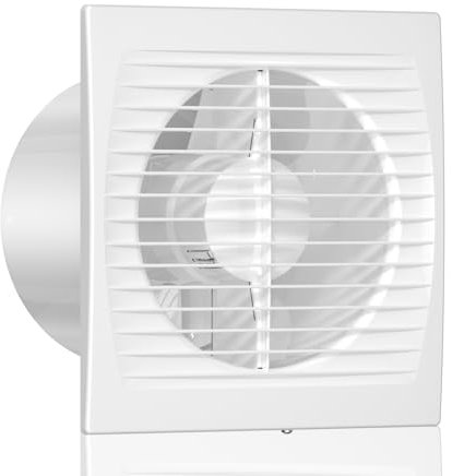 Hon&Guan Badlüfter 150mm Lüftung Wandventilator, 295m³/h Abluftventilator Leiser Betrieb, Kein EU-Stecker Ventilator für Küche, Badzimmer, WC, Garage, Schlafzimmer, Loftfenster, Weiß