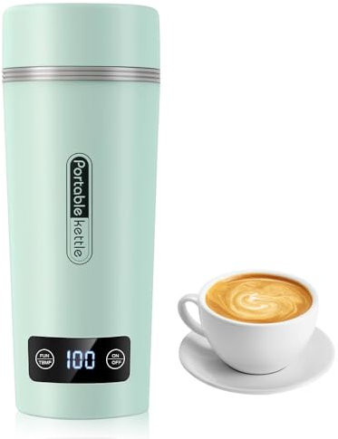 FENYW Bouilloire Electrique Portable, 350ml 300W Mini tasse chauffante portable, 3 en 1 Mini Bouilloire Electrique de Voyage, Mug de Voyage Chauffant Electrique-Arrêt Automatique pour Thé Lait Café