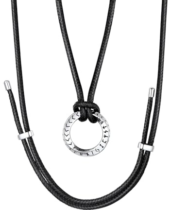 FaithHeart Läderkedja män kvinnor läder halsband män kedja med runor hänge rostfritt stål läderband med Mobius rund/triangel/oändlighet konstläder läderhalsband justerbart vikingasmycke, 75 cm