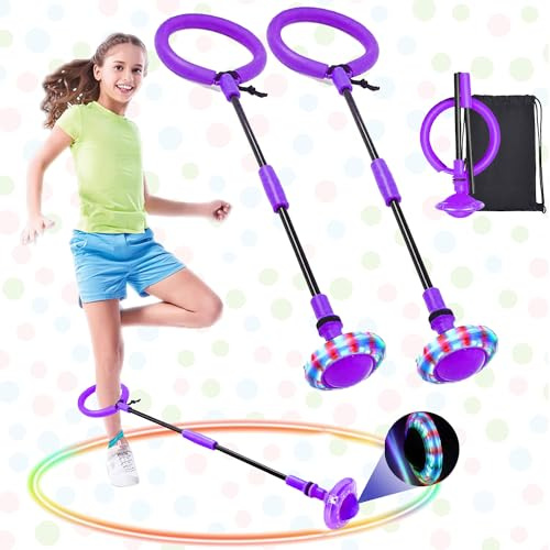 Shine Bola de Salto de Tobillo, Plegable Anillo de Salto Intermitente, Colorida Flash Bola de Salto, Pelota de Salto Deportiva, Colorida Anillo de Salto de Tobillo, Flash LED Saltar Bola para Niños