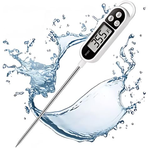Instant Read Jam Thermometer Temperature Probe, Digital Food Sugar Thermometer, High Accuracy Water Proof Auto Off Meat Kitchen Thermo for Cooking, Candy Making, Jam, Sugar Water & BBQ.