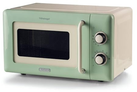 Ariete 3960 Forno a microonde Vintage, 800W, Capacità 20L, 3 funzioni, 6 livelli di cottura, Timer, Verde