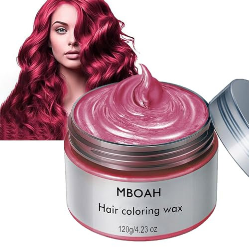 Cire de coloration temporaire pour cheveux - Formule végétale lavable - Pour homme et femme - Coiffure mate naturelle pour fête cosplay, Halloween (rouge, #07)