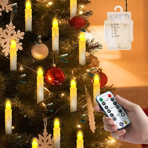 Ymenow Candele per albero di Natale con telecomando, 30 candele LED per albero di Natale con timer, candele elettriche per decorazioni natalizie luminose per interni
