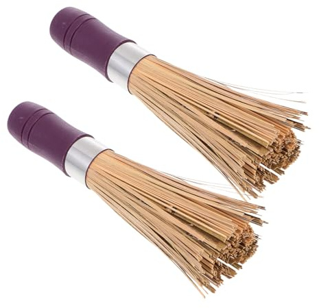 VALICLUD 2pcs Natural Handmade Pot Cleaning Brushes Oil Kitchen Cleaning Tools for Woks Pots and Pans Handwoven Multi Purpose Scrubbing Brushes