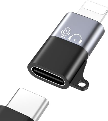 MoKo Adattatore da USB C a Lighting per DJI Mic Mini, Adattatore Lightning a USB C Cuffie per Apple Earpods/iPhone 14/13/12/11/Ricevitore Microfono Wireless, Supporto di Ricarica - 1 Pezzo