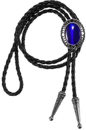 PATIKIL Bolo Tie Pour Hommes, Cravate Western Cowboy En Cuir Collier Bolo Tie En Corde De Cuir Pour Femmes Hommes Costume Accessoires Traditionnels Vintage, Bleu Foncé
