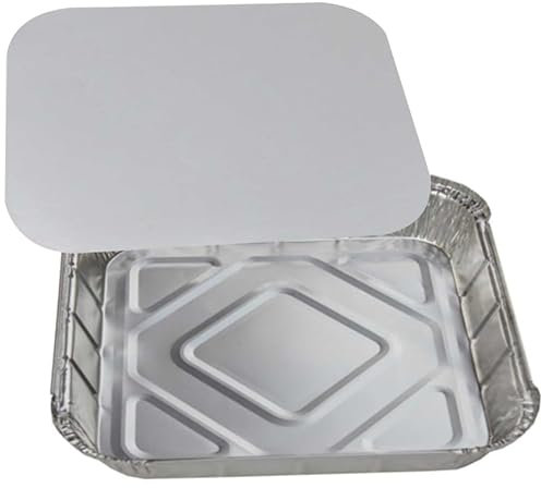 Bakery Direct 25 x Large Aluminium Foil Recyclable Food Containers 9 X 9 X 2 With Foil Lids & Free Disposable Piping Bag!
