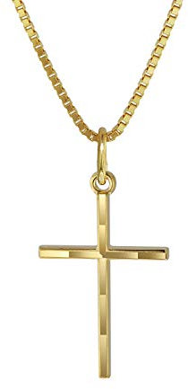 trendor Kreuz-Anhänger Gold 333 mit goldplattierter Kette Kinder Halskette, Gold Kreuz Anhänger für Jungen und Mädchen, Geschenk aus Echtgold 08492-40 40 cm