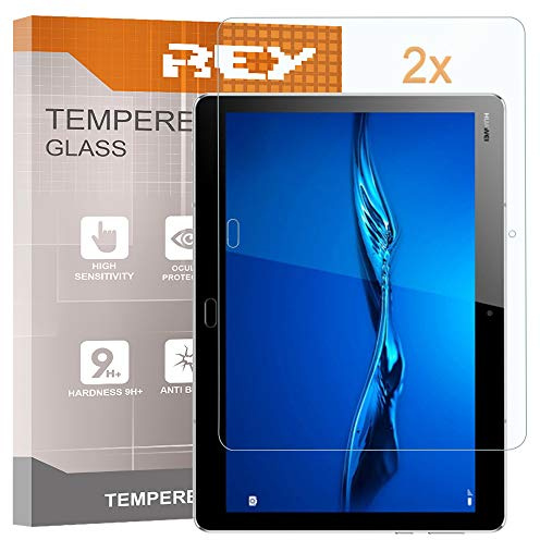 REY Pack 2X Pellicola salvaschermo per Huawei MEDIAPAD M3 Lite 10.1, Pellicole salvaschermo Vetro Temperato 9H+, di qualità Premium Tablet