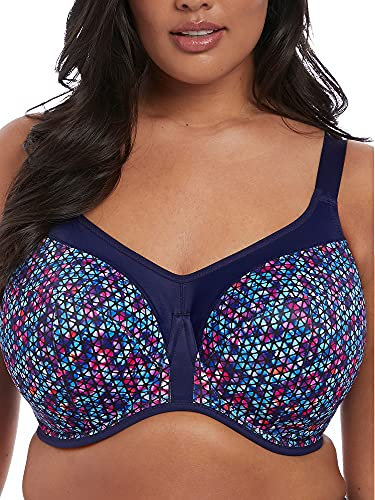Elomi Women's Energise Underwire Racerback Sports Bra, Opaque, Navy Geo, 40K