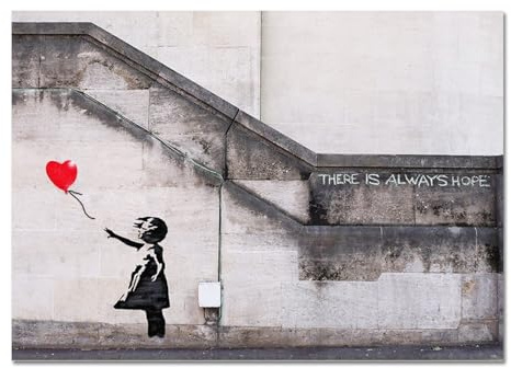 Giallobus - Quadro - Banksy - Bimba palloncino rosso - Vetro acrilico - 70x50 - Pronto da appendere - Quadri moderni per la casa