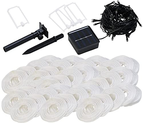 Lunartec Lampignon: Solar-LED-Lichterkette, warmweiß, mit 50 weißen Lampions, 10 m, IP44 (Solar Lichterkette Camping, Balkon Lampions, Weihnachtsbeleuchtung)