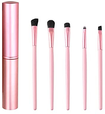 Set di 5 pennelli per gli occhi, per il trucco degli occhi, per il trucco professionale, per ombretto, sopracciglia, eyeliner (rosa)
