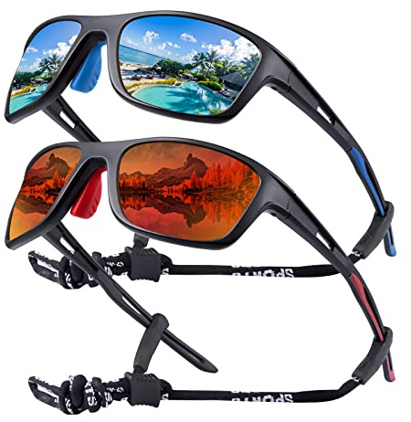 OKH 2 Pacco Polarizzati Sportivi Occhiali da Ciclismo Uomo Donne Retrò Occhiali da sole UV Protezione per Ciclismo, Corsa, Pesca, Guida Sport All'aperto Eyewear