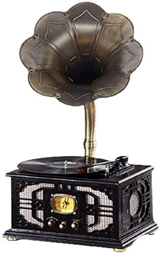 ROLTIN Reproductor De Vinilo Gramófono Clásico Retro Vintage Tocadiscos De Vinilo Forma De Fonógrafo Altavoz Estéreo Sistema De Sonido Caja De Música con Audio De 3,5 Mm Bluetooth
