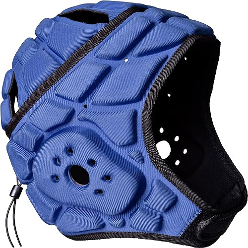 COOLOMG Casco de protección para niños para deporte, entrenamiento, rugby, fútbol, portero, portero, protector de cabeza, soporte ajustable, azul marino