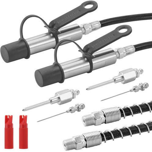 VEVOR Fettpressen-Kupplung, 2 Stück, 10.000 PSI Hochdruck, 3-Backen-Schnellverschluss-Fettpressenspitze mit Schlauch/Reiniger/Verlängerungsnadel/auslaufsicherer Kappe, kompatibel mit allen Fettpressen