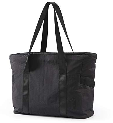 BAGSAMRT Tote Bag for Women with Zipper, Work Handbags & Shoulder Bags Gym Tote with Yoga Mat Buckle for Travel, Beach, Dance, Teacher, Nurse, Large