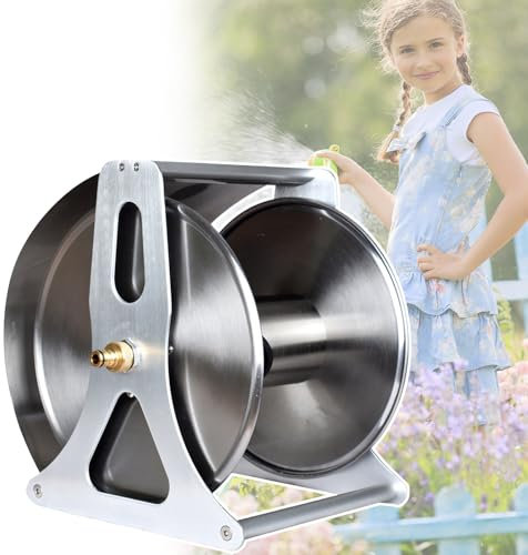 HCAUYNN Enrouleur De Tuyau D'Arrosage Mural en MéTal, Enrouleur De Tuyau D'Arrosage Professionnel, Enrouleur De Tuyau D'Arrosage en MéTal Monté Au Sol
