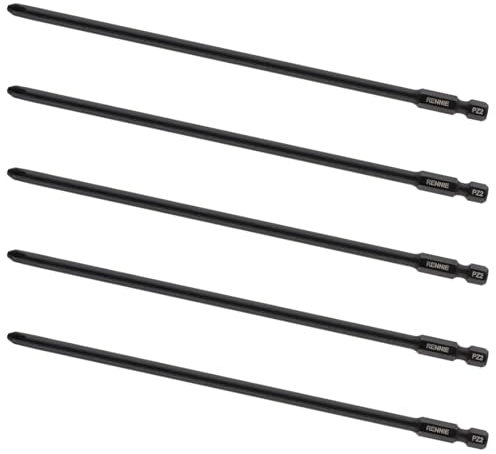 5 x Rennie Tools 177mm Long PZ2 Compatible with Makita DFR750 DFR750RME BFR750 6844 Autofeed Collated Drywall Screwdriver Gun Bit Heavy Duty Pozidrive 2