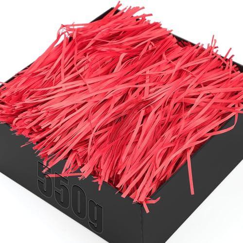 TXXATX 550g Paglia per Cesti Carta Velina Tagliuzzata Rosso Riempimento Scatole Regalo Paglietta per Cesti Carta Tagliuzzata con Fiocchi per Bomboniere Forniture Scatole Regalo Feste e Confezioni