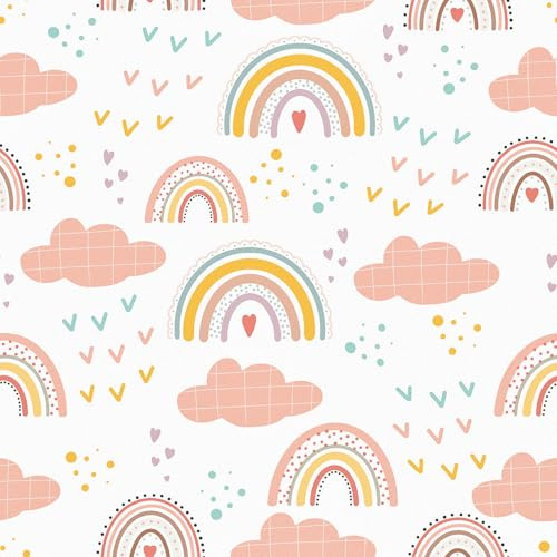 Skyblur Dormitorio Papel Pintado Autoadhesivo Rosa Arcoíris Nubes Vinilo Adhesivo Muebles Infantil Papel Tapiz Autoadhesivo 44.5x260cm Dormitorio Vinilo Pared Infantil Vinilos Adhesivos Para Muebles