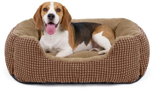 FURTIME Panier pour Chien Moyen Taille, Lit Chien Lavable, Antidérapant Coussin Anti-anxiété pour Petit Moyen Chiens et Chats, 63x53x20cm