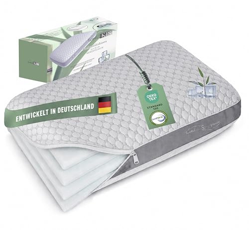 wohlKIS Cuscino cervicale in memory foam, cuscino ergonomico 55 x 35 x 12 cm, regolabile in altezza, cuscino per dormire sul fianco