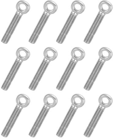 PATIKIL 12 Pcs M5x25mm Perno De Ojo Giratorio Con Hombro Plateado | Ojo De Pez Agujero Deslizante Tornillo Perno De Arrastre Sujetadores, 304 Acero Inoxidable Métrico Roscado Completo
