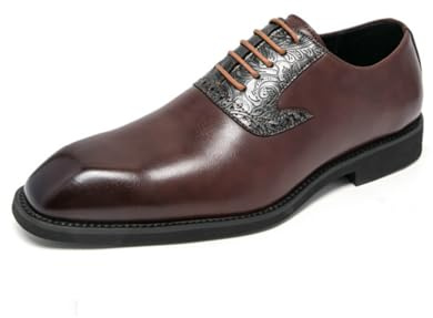 Hixingo Zapatos de Vestir Hombre Sin Cordones, 38-46 EU Zapatos de Cuero Modernos Zapatillas Vestir Hombre Verano Antideslizante Suela de Goma para Negocios, Bodas (R6328 Marrón,46)