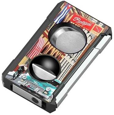 JDIME Coupe-cigare 4 en 1, guillotine en V avec perforateur et aiguille, outils de poche manuels en métal à motifs (marron)