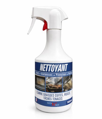 Dégraissant Plancha & BBQ 500 ml Spray – Gel Ultra Puissant – Nettoyant Four, Hotte & Grill – Graisses Brûlées – Usage Professionnel