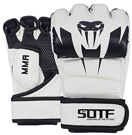 SOTF Punching Gloves for Adults MMA Training Gloves Men Fight Boxing Gloves Open Fingers Women White Black
