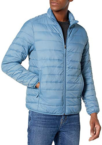 Amazon Essentials Chaqueta acolchada ligera y resistente al agua para hombre (disponible en tallas grandes y altas), azul claro, talla M