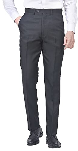 Jolliman Mens Plus Size Trousers High Waist Big & Tall Trousers Pants Lightweight Smart Formal Business Office Waist 54W / 29L Black