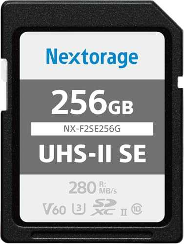 Nextorage 256GB F2SE High-Speed SDHC/SDXC Memory Card with V60 UHS-II Performance (280MB/s Read & 170MB/s Write) for 4K/Continuous Shooting Video/Camera